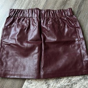 Wild Favle Medium Burgundy Leather Skirt